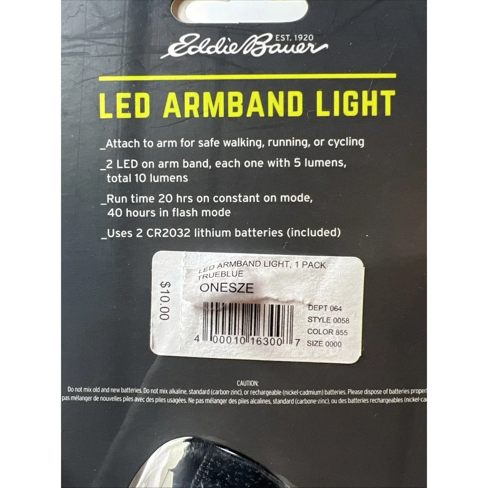 Eddie Bauer Blue LED Armband Light Safety Light Running Walking Jogging NEW